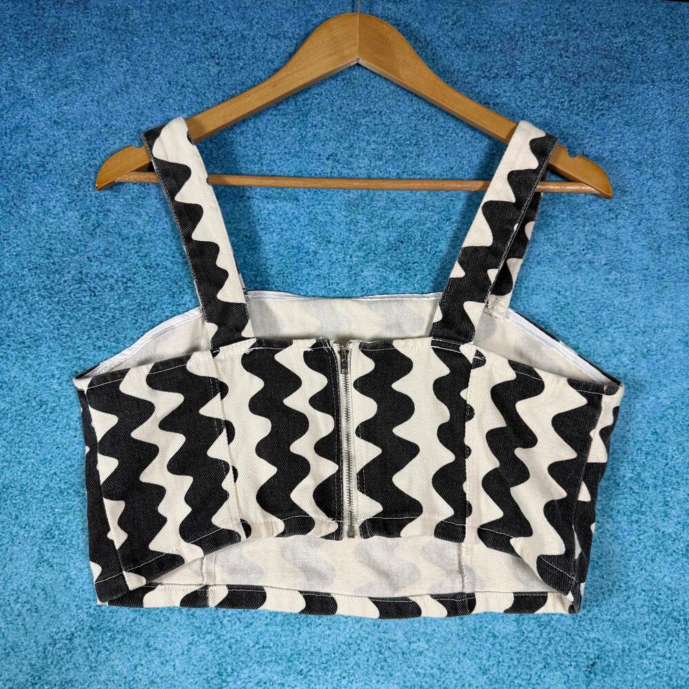 Cider Black White Zebra Print Corset Crop Top XL Trendy Y2K - Picture 5 of 7